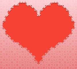 Red Piece Puzzle Jigsaw Heart Background Love
