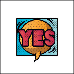 expression bubble with yes pop art style