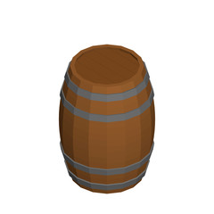 Wooden barrel. Isolated on white background. 3d Vector illustration.