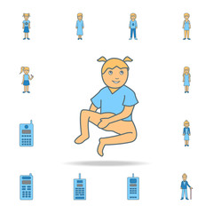 early childhood girls color outline icon. One of the collection icons for websites, web design