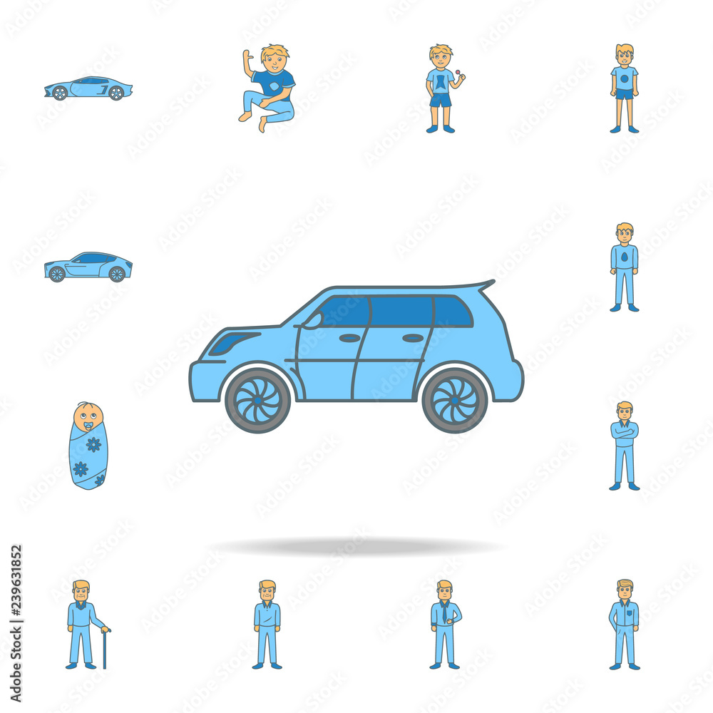 Poster a new generation car color outline icon. one of the collection icons for websites, web design