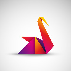 łabędź origami logo wektor