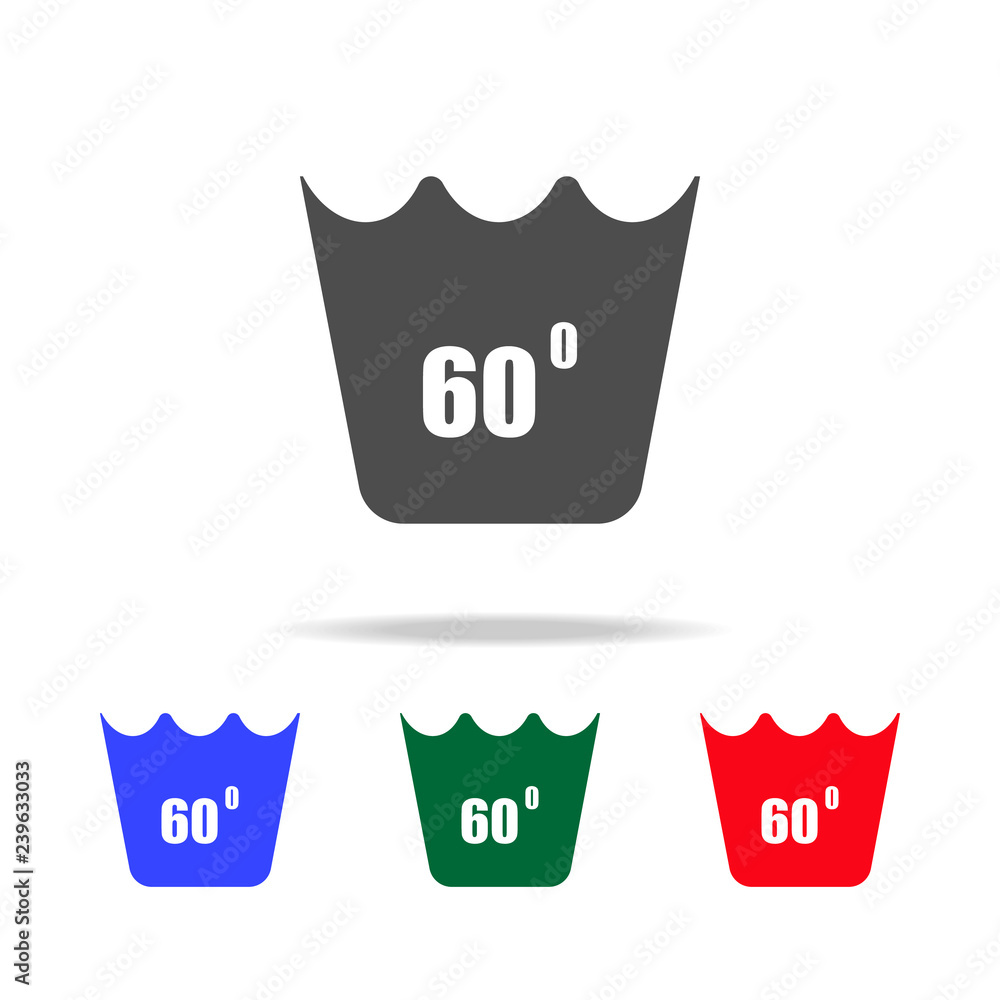 Poster can not be washed above 60 degrees icon. elements of washing in multi colored icons. premium quality