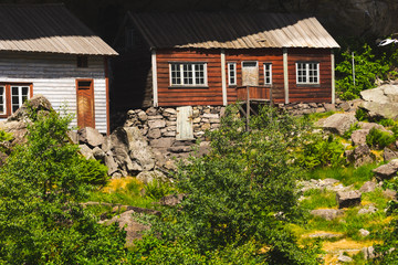 Fototapeta na wymiar The Helleren houses in Jossingfjord, Norway