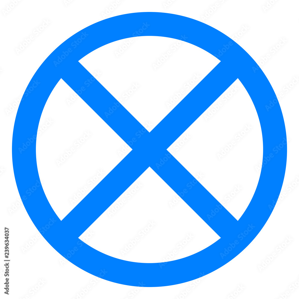 Sticker No sign - blue thin simple, isolated - vector