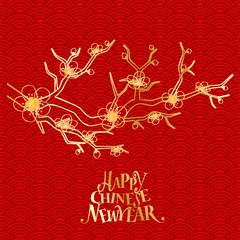Chinese new year background design with Chinese New Year lettering. Vector Illustration