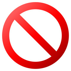 No sign - red thick gradient, isolated - vector