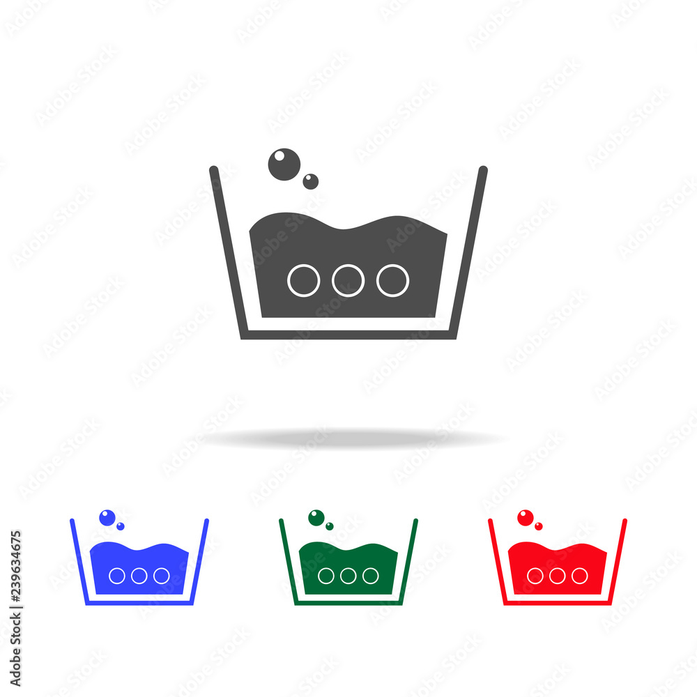 Poster a sign of an average soapy wash icon. elements of washing in multi colored icons. premium quality gr