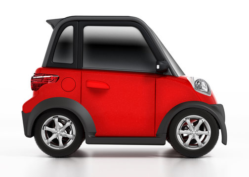 Small cute car isolated on white background. 3D illustration