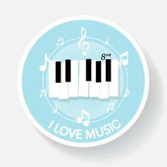 Naklejka premium Music piano keyboard with Notes. Poster background template. Music Vector Background