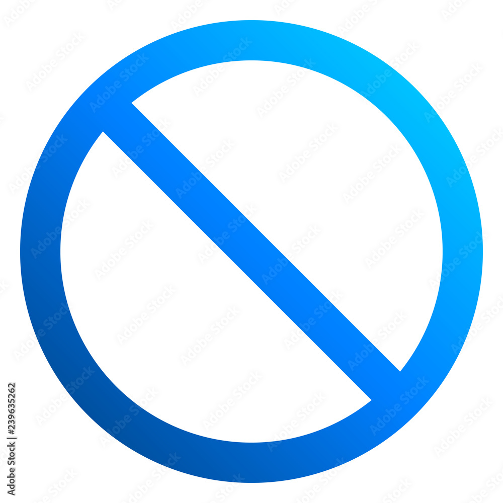 Sticker No sign - blue thin gradient, isolated - vector