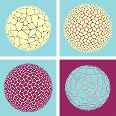 set of graphic cracked eggs in blue purple shades