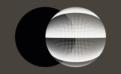 graphic halftone sphere eclipse in silver shades