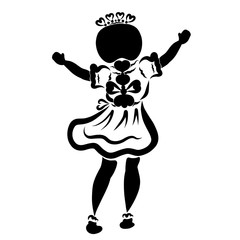 The little princess is happy or wants to hug someone