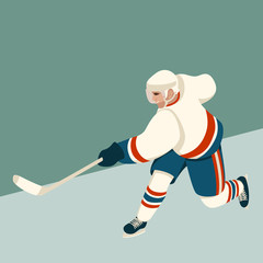 hockey player ,vector illustration , flat style , profile 