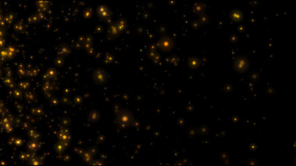 Obraz premium Cząsteczki złota z boku na czarnym tle