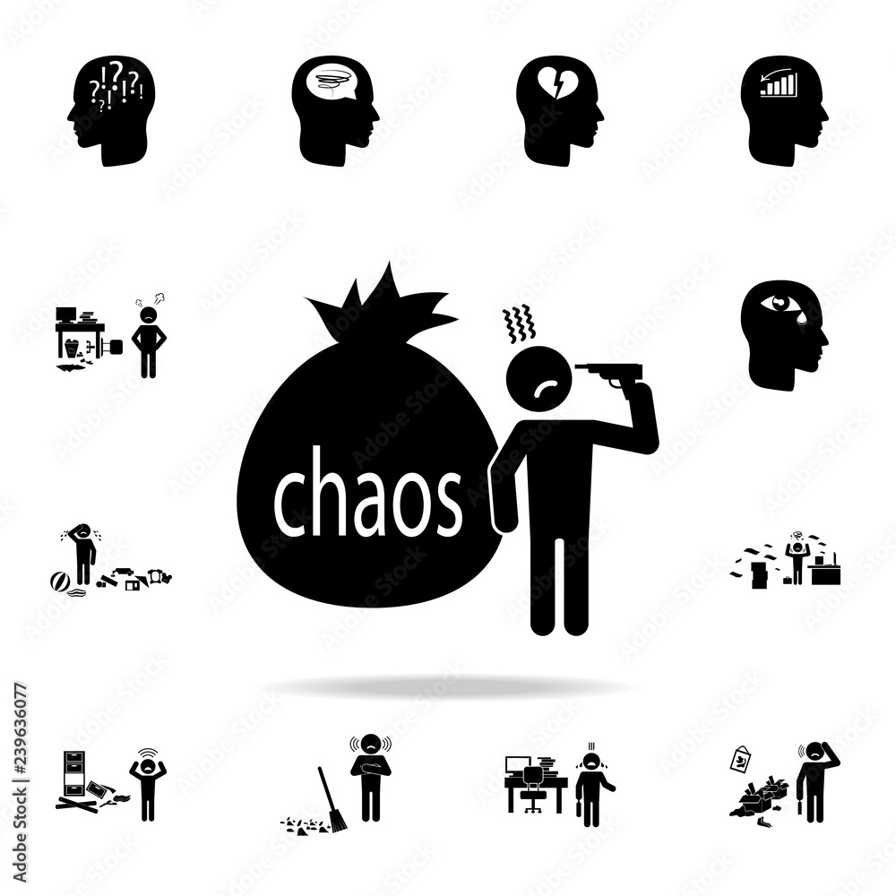Poster chaos in the head icon. detailed set of chaos element icons. premium graphic design. one of the coll