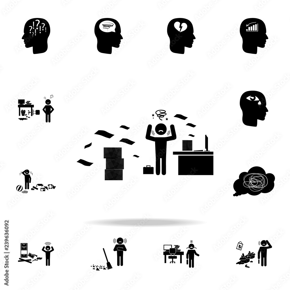Poster chaos at work icon. detailed set of chaos element icons. premium graphic design. one of the collecti