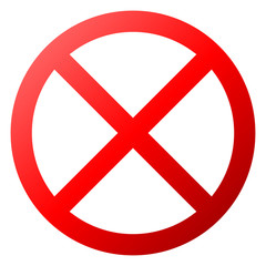 No sign - red thin gradient, isolated - vector