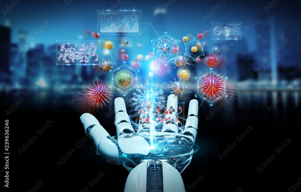 Poster Cyborg creating and analyzing nanovirus 3D rendering