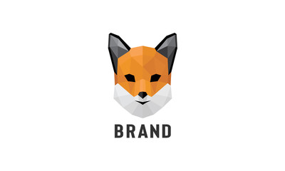 A simple polygonal vector fox logo for sale.