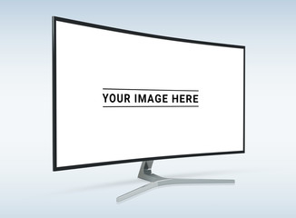 Side view of curved monitor computer 3D rendering