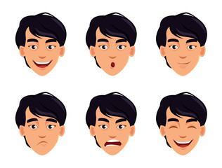 Face expressions of Asian man