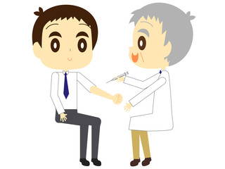 予防接種の注射を受ける男性