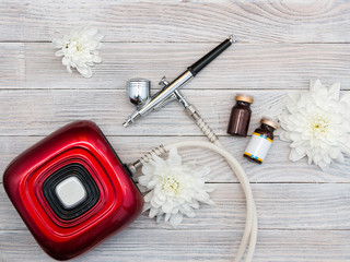 Clean bottle of modern anti aging luxury cosmetics. The best holiday gift for a woman. Cosmetology. Flat lay. Free space for text.