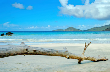 tranquil beach scenery on a sunny day at Josiahs Beach on Tortola, British Virgin Islands