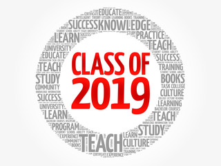 CLASS OF 2019 word cloud collage, education concept background