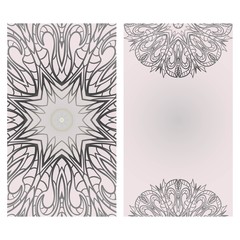 Vintage cards with Floral mandala pattern. Vector template. The front and rear side