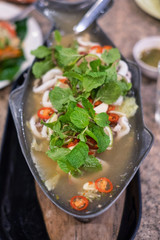 Steam squid with spicy lemon juice in Thai menu recipe