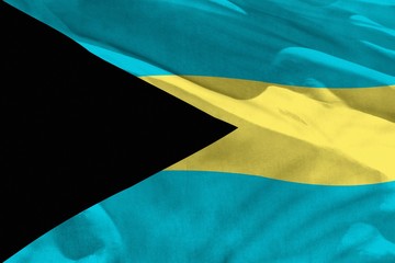Waving Bahamas flag for using as texture or background, the flag is fluttering on the wind