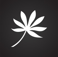 Tropic leaf on black background for graphic and web design, Modern simple vector sign. Internet concept. Trendy symbol for website design web button or mobile app