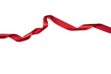 red satin ribbon isolated on white backgroun