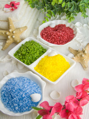 Multicolored sea salt spa set
