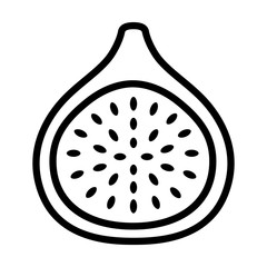 Common fig fruit cross section with seeds line art vector icon for food apps and websites