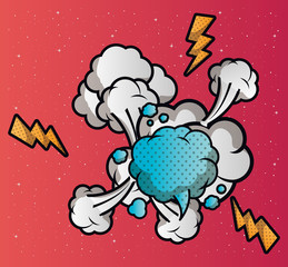 speech bubble with smoke pop art style