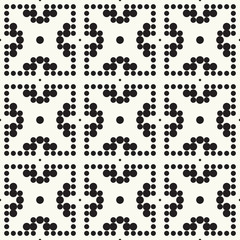 Seamless pattern halftone design. Modern textile print with black dots. Vector fashion background. Grid of circles.
