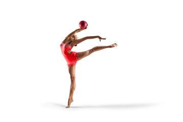 Rhythmic gymnastics isolated on white - Powered by Adobe