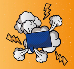 speech bubble with smoke pop art style
