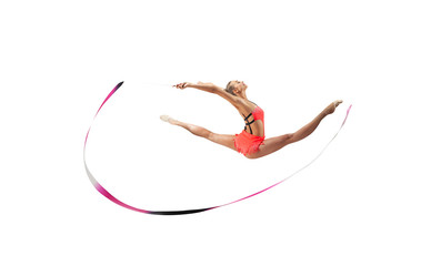 Rhythmic gymnastics isolated on white