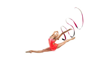 Rhythmic gymnastics isolated on white