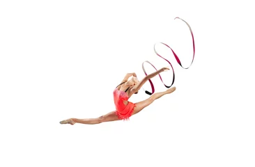 Fotobehang Rhythmic gymnastics isolated on white © Artur Didyk
