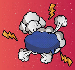 speech bubble with smoke pop art style