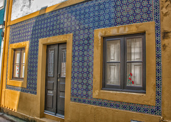 Blue Tiled House with Yellow Trim, Aveiro, Portugal