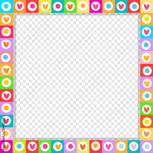 Download "Cute square love border made of hand drawn hearts in ...