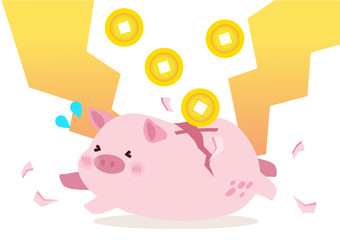 piggy bank broken damage illustration vector