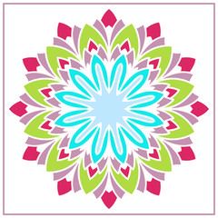 Vector mandala. Holi party flower. Floral ornament. Complex design.